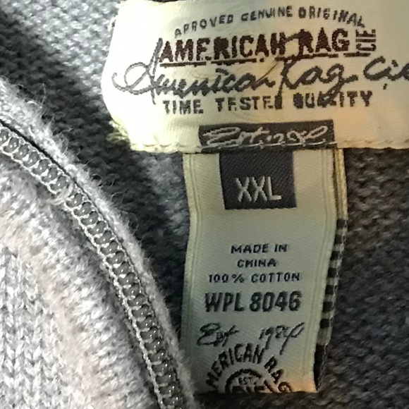 American Rag Cotton knit zipper collar sweater gray Size XXL - Picture 6 of 8